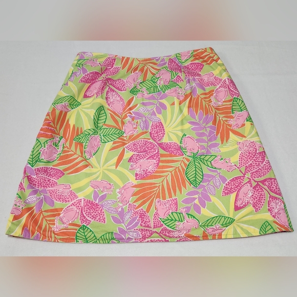 Lilly Pulitzer Tropical Frog Patchwork Reversible Skirt Size 6 - Picture 2 of 7